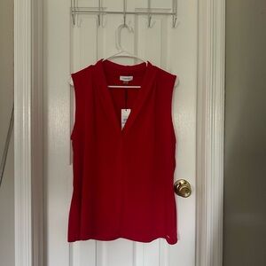 Calvin Klein Red Sleeveless Blouse